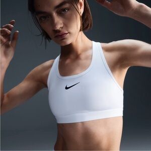 Nike Swoosh Women’s Large Medium Support Padded Racerback Sports Bra White